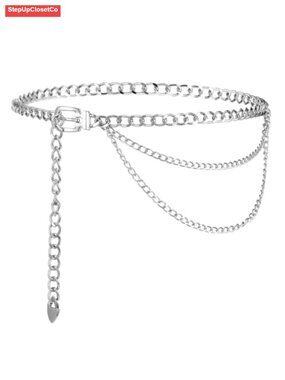 57" Plus Size Chain Belt Women Metal Punk Waist Body Chain for Jeans Dresses